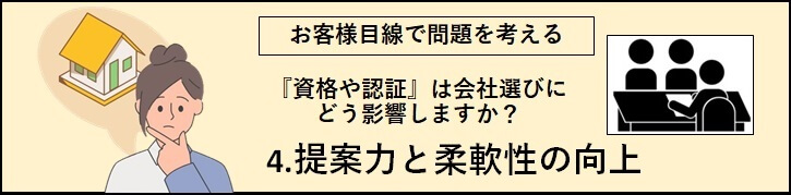「4.提案力と柔軟性の向上」のバナー（考えている女性と、提案をしている人物のシルエットの画像）
