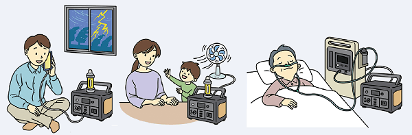 災害時に非常用電源を使っている人の画像