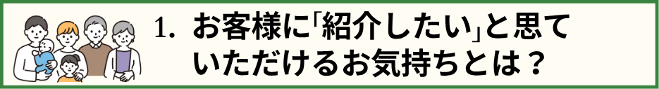 目次№1のタイトル文と笑顔の４世代のお客様の画像