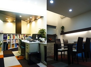 デザイン設計室（右） ローンプザ室内（左）